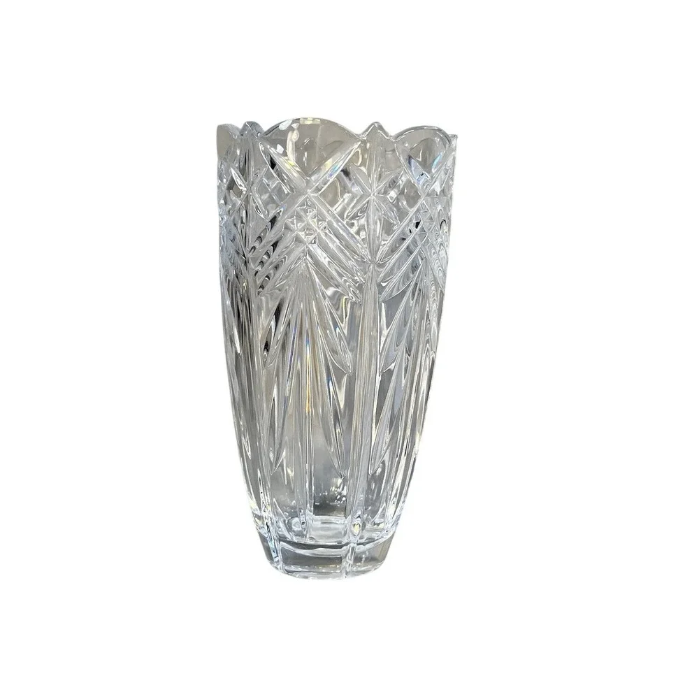 Mikasa Crystal Vase Adults OSFM Clear NEW Geometric Faceted Centerpiece